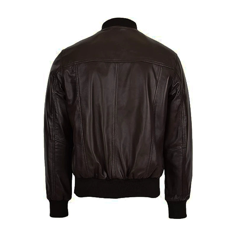 Classic Zipper Brown Bomber Jacket
