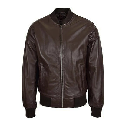 Classic Zipper Brown Bomber Jacket