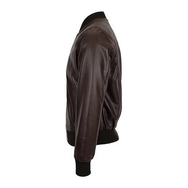 Classic Zipper Brown Bomber Jacket