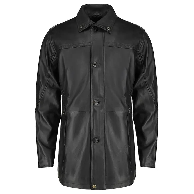Rider Black Leather Coat