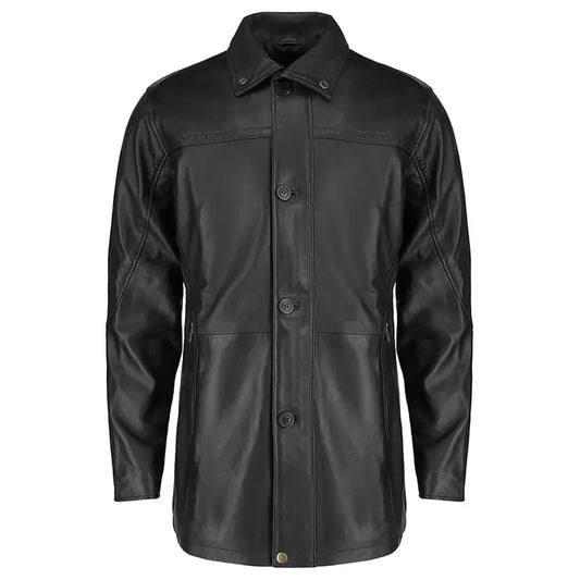 Rider Black Leather Coat