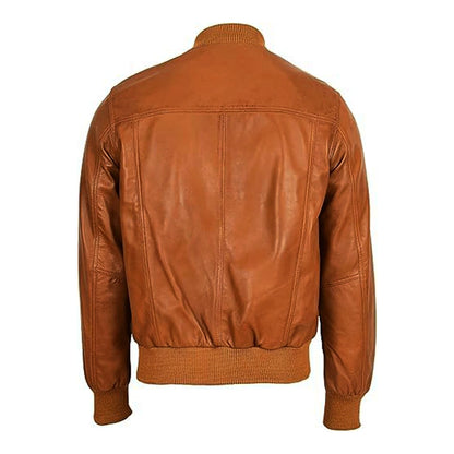 Classic Zipper Tan Bomber Jacket