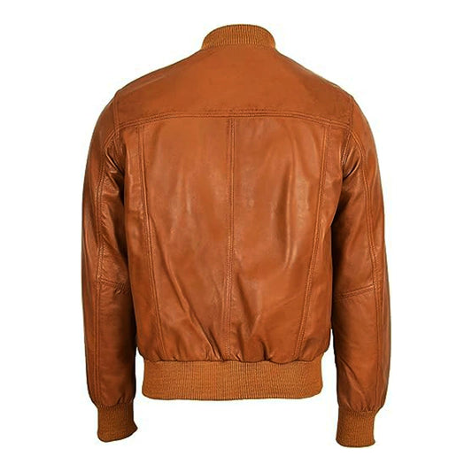 Classic Zipper Tan Bomber Jacket