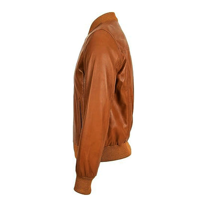 Classic Zipper Tan Bomber Jacket